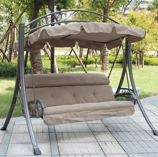 Outdoor Aluminum 3-Seater With Comfortable Cushion for Garden Balcony - Brown and Grey-GCC Home Center