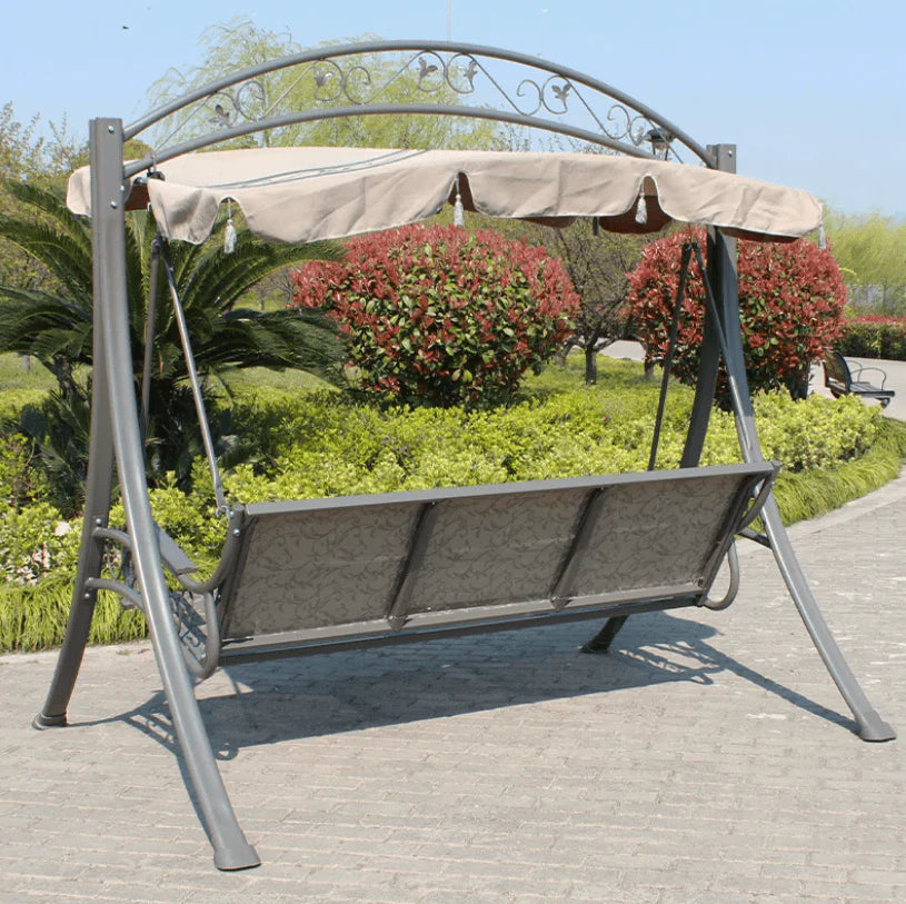 Outdoor Aluminum 3-Seater With Comfortable Cushion for Garden Balcony - Brown and Grey-GCC Home Center