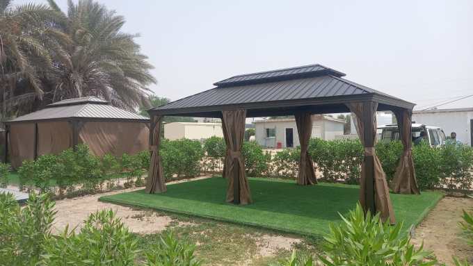 Luxury Gazebo 3.65 x 6m Double Roof Aluminum Gazebo - Brown-GCC Home Center