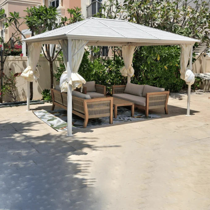 3x4m Rectangular Roof Aluminum Gazebo – White-GCC Home Center