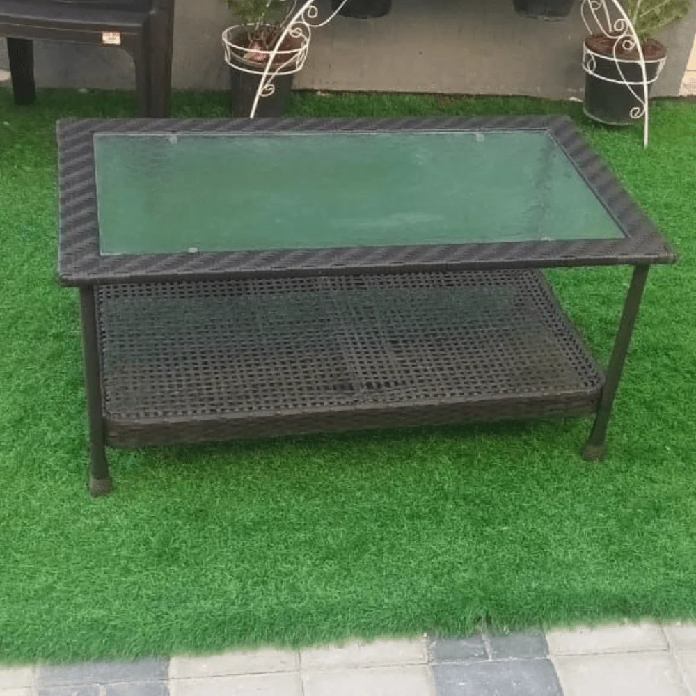 Aluminum & Rattan Frame Table- Brown-GCC Home Center