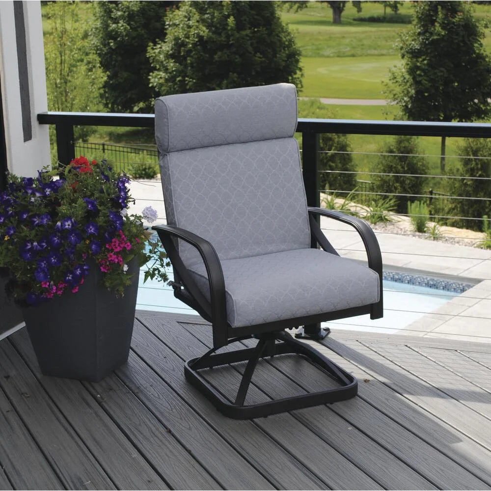 Steel Frame Swivel Rocker Dining Patio Chair, Gray-GCC Home Center