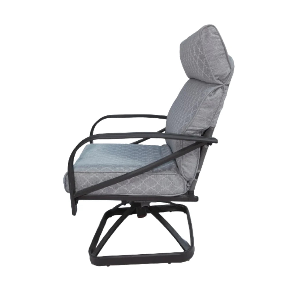 Steel Frame Swivel Rocker Dining Patio Chair, Gray-GCC Home Center