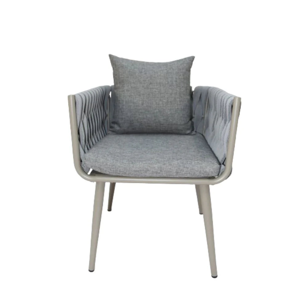 Aluminum & Rope Outdoor Patio Dining Chair With Cushion - Grey-GCC Home Center