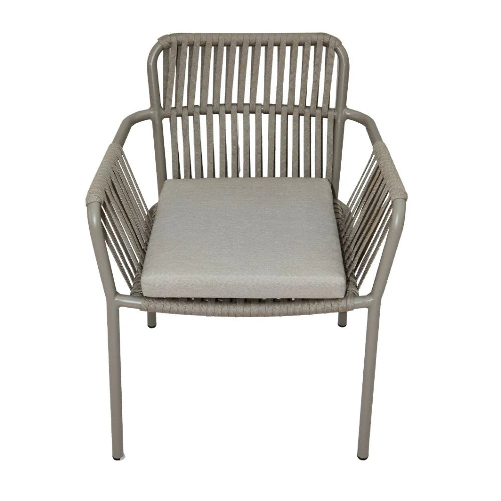Outdoor Aluminum Frame Rope Dining Chair with Cushion-GCC Home Center