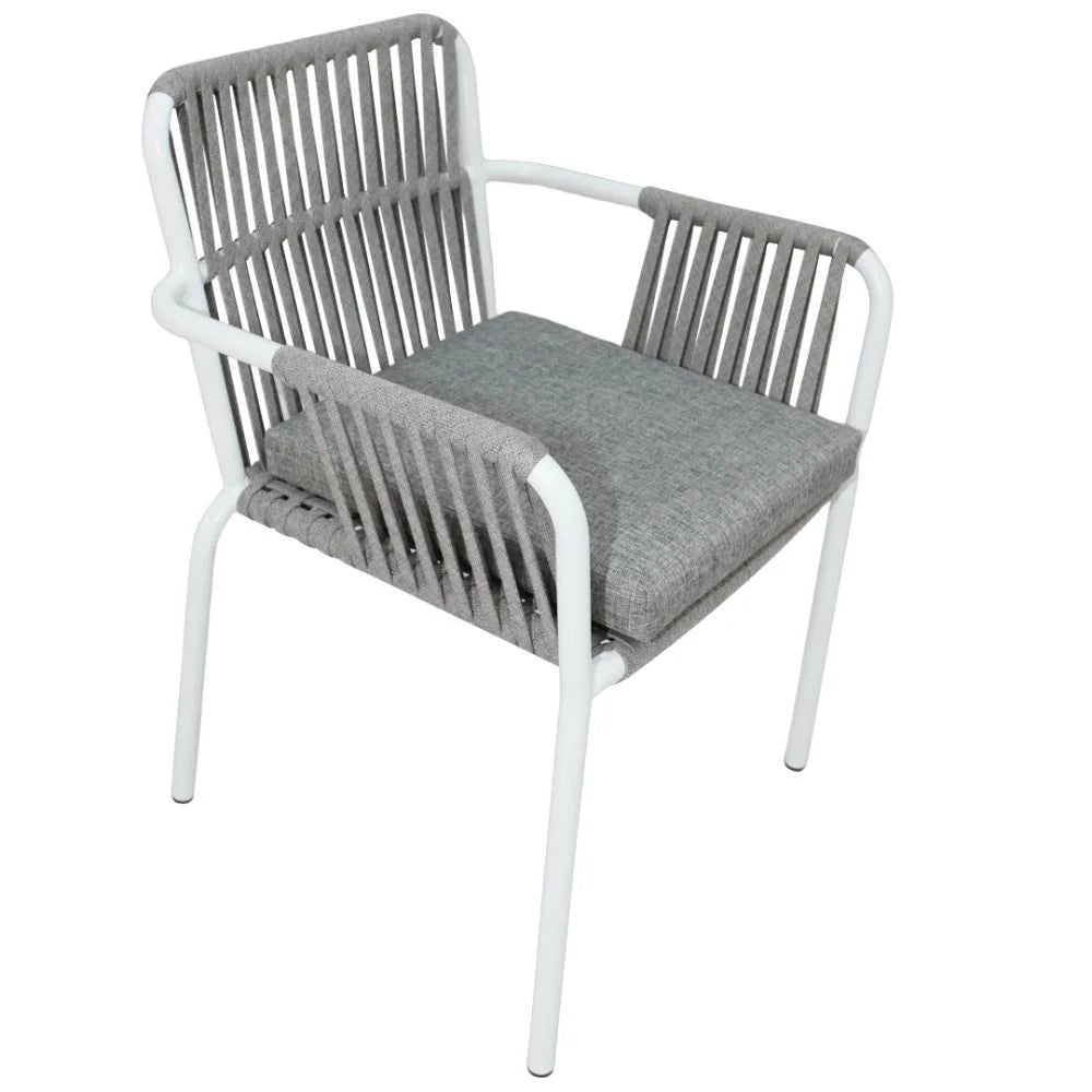 Outdoor Aluminum Frame Rope Dining Chair with Cushion-GCC Home Center