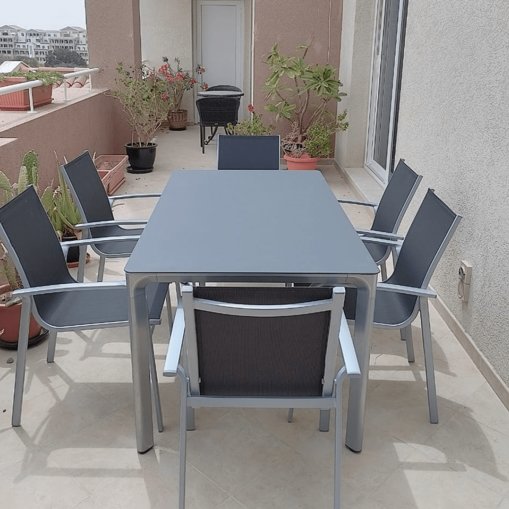 Elegant Outdoor Aluminum Alloy 6-Seater Outdoor Lounge Dining Set for Garden Balcony Terrace and Patio-GCC Home Center