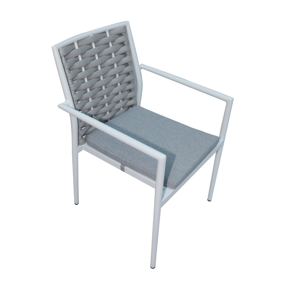 Wonderful Aluminum Frame 6-Seater Outdoor Dining Set with Cushions for Garden and Patio, Light Gray-GCC Home Center
