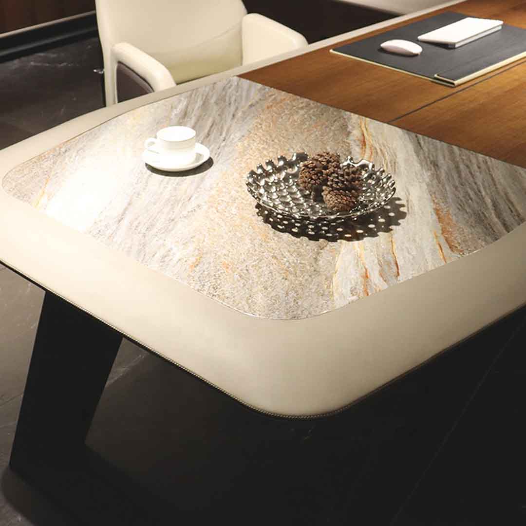 Elegant Executive Office Table with Ample Workspace and Storage Cabinets - Brown-GCC Home Center