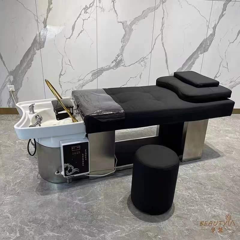 European Style Adjustable Adult Reclining Shampoo Bed Simple Modern Furniture for Beauty Salon Air Back Washing Shampoo Chair
