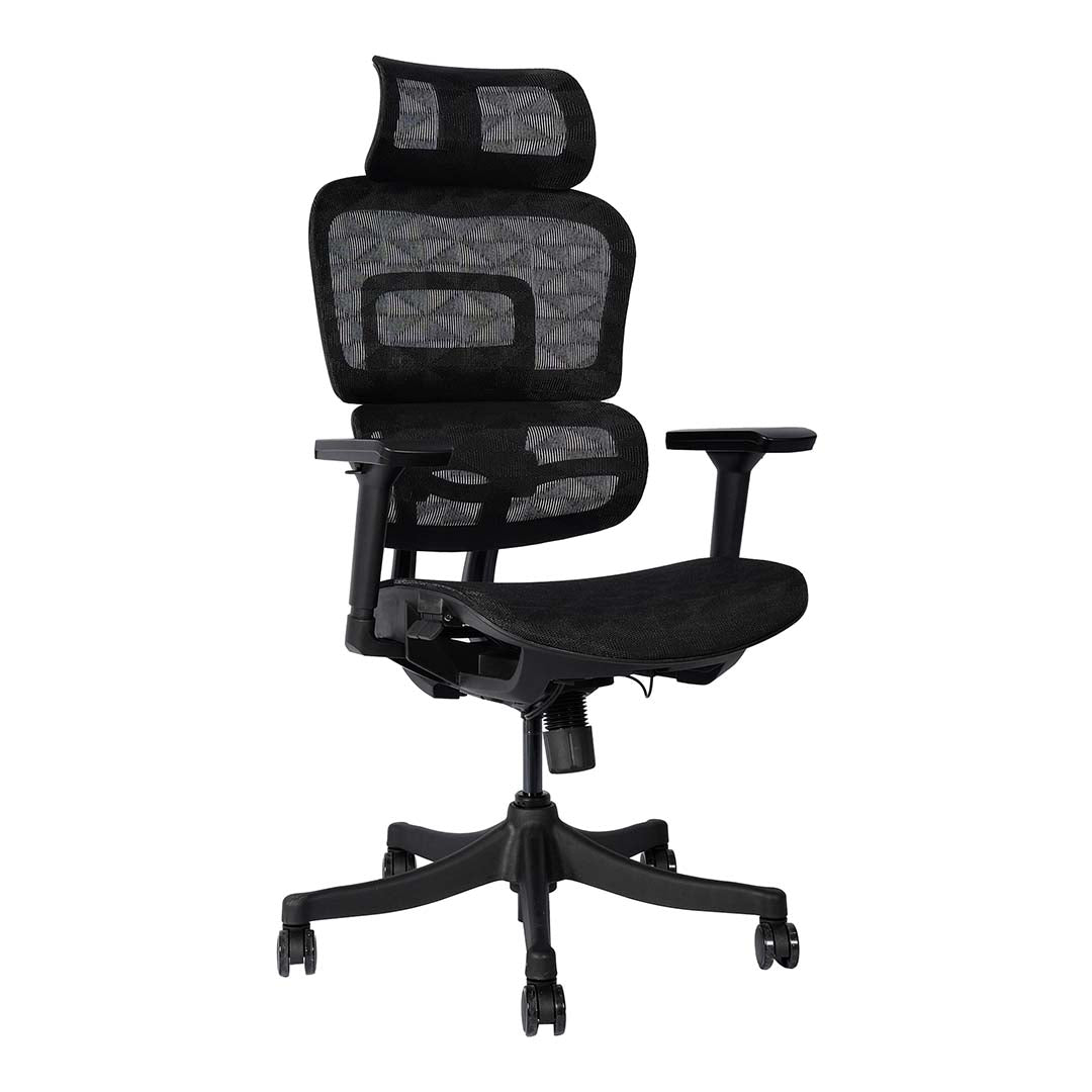 High Back Office Chair With Height Adjustable, Lumbar Support And 5 Swivel Wheels-GCC Home Center