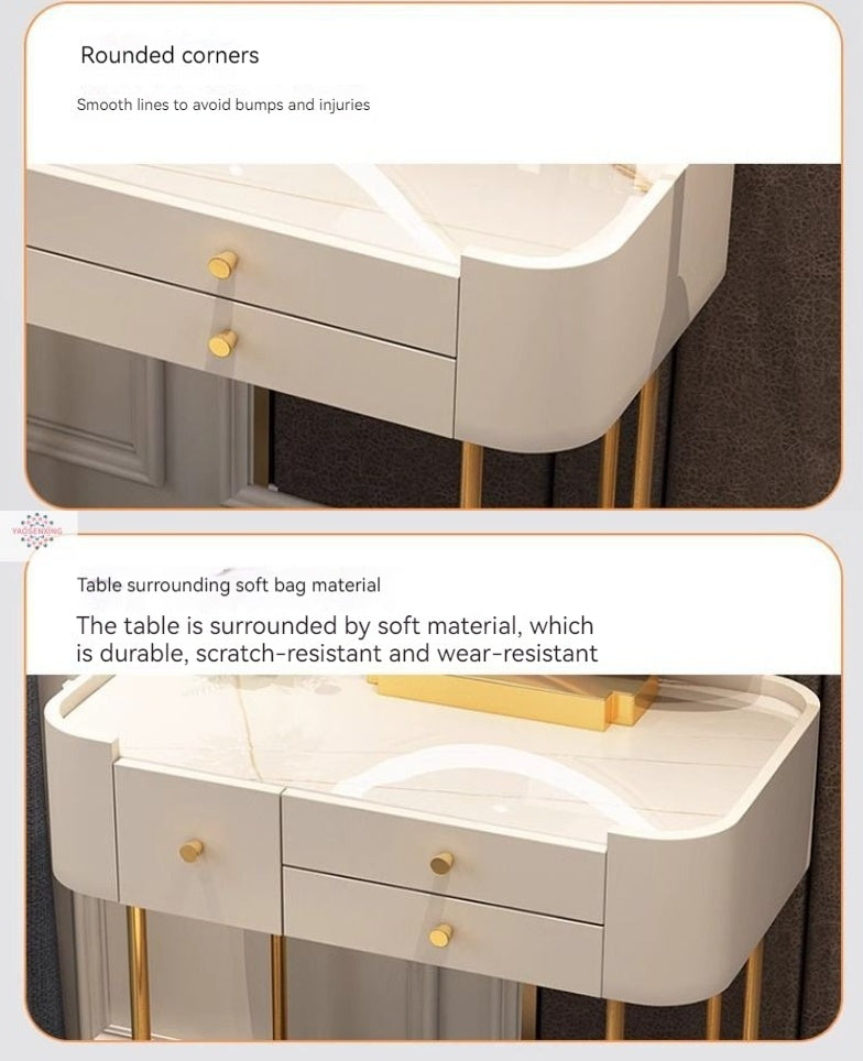 Modern Solid Wood Makeup Vanity Table Set with Smart Mirror and LED Lighting-GCC Home Center