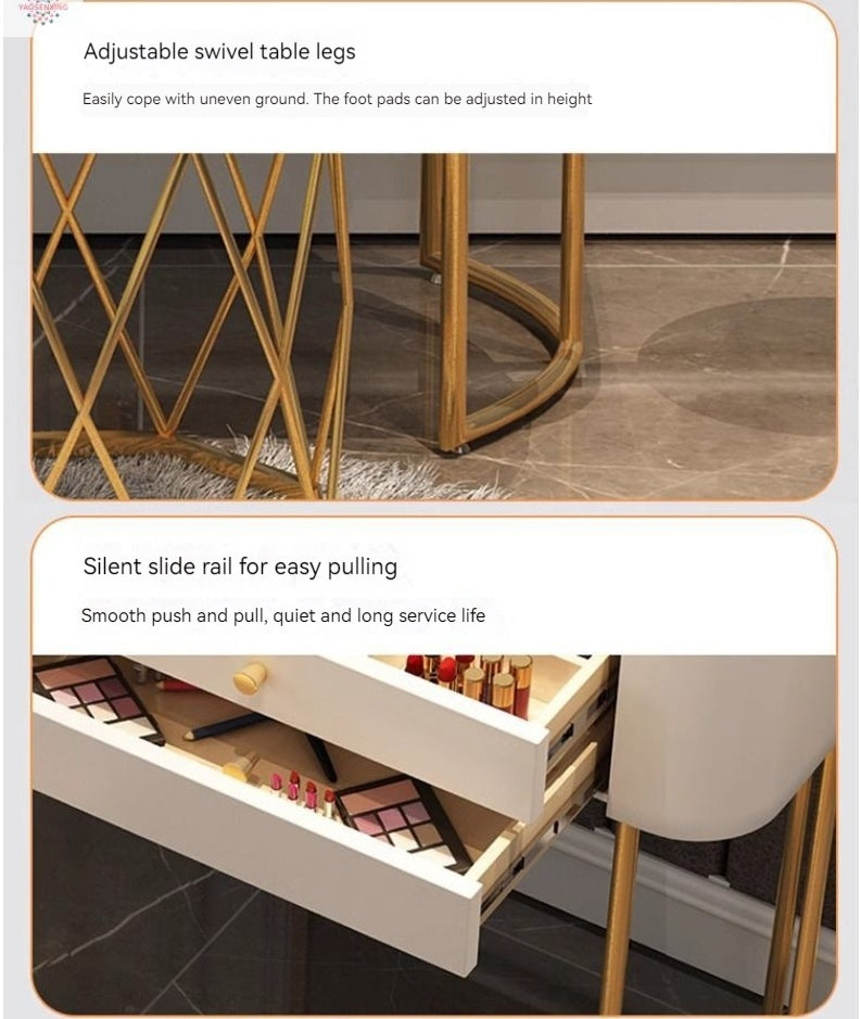 Modern Solid Wood Makeup Vanity Table Set with Smart Mirror and LED Lighting-GCC Home Center