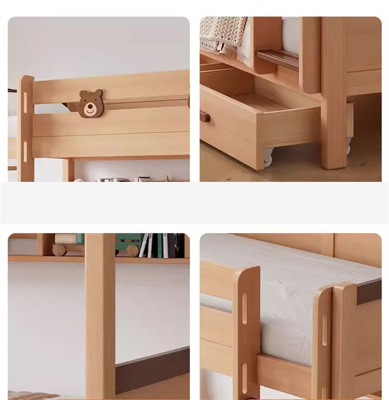 Hot Sale Solid Wood Double-Decker Bunk Bed with Stairs Storage for Boy's Bedroom Living Room School or Hospital