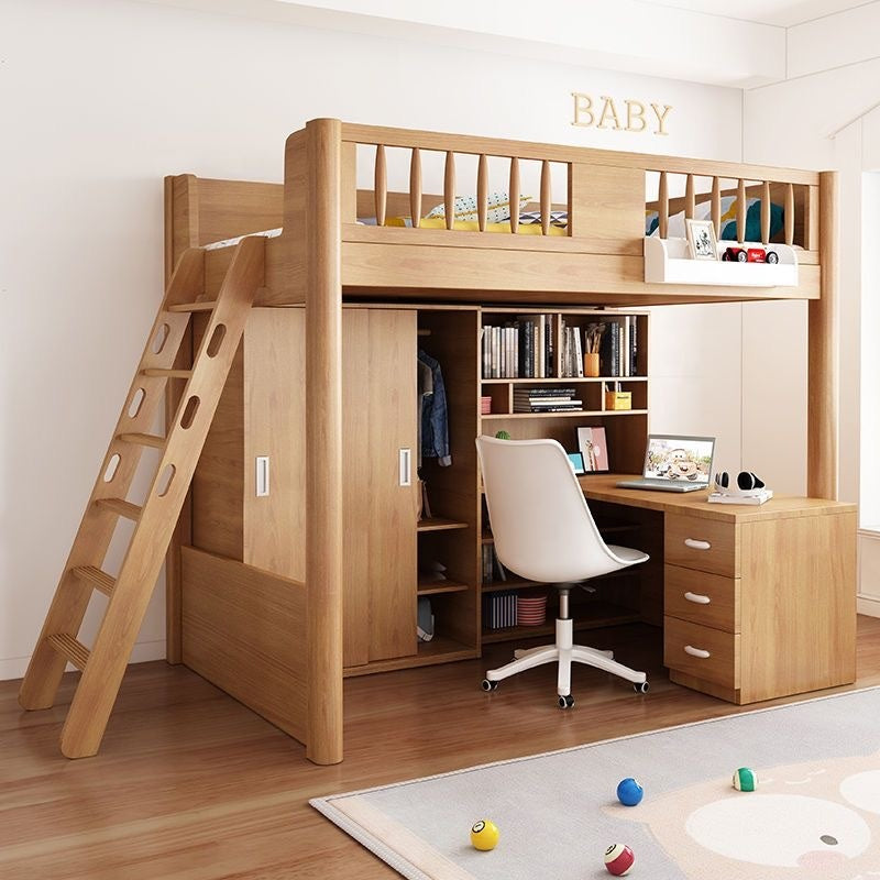 Multi-function Bunk Bed With Wardrobe Bunk Bed Combination High and Low Small Apartment Children Bed Under the Desk