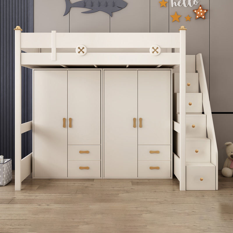 Modern Simplicity Adult Combination Bed Wardrobe Loft Bed Bunk Bed for Kids With Study Table