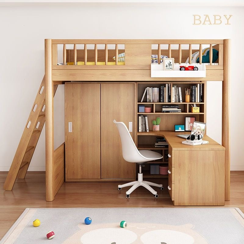 Multi-function Bunk Bed With Wardrobe Bunk Bed Combination High and Low Small Apartment Children Bed Under the Desk