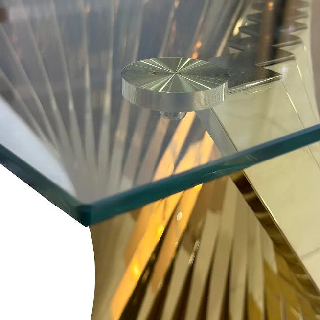 Side Table – Sintra Gold | Premium Glass & Gold Stainless Steel End Table