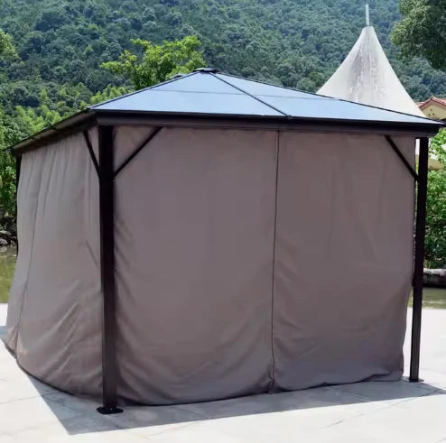 3x4m Rectangular Roof Aluminum Gazebo Brown-GCC Home Center