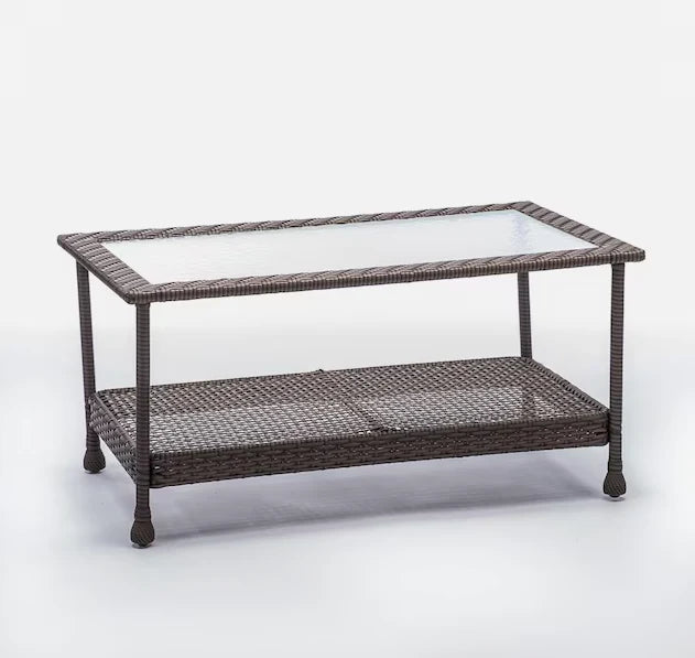 Aluminum & Rattan Frame Table- Brown-GCC Home Center