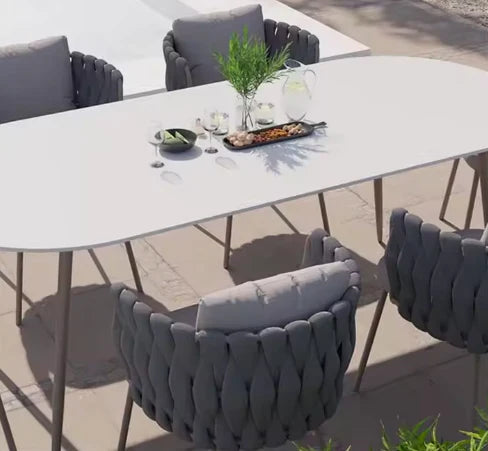 Outdoor Cushioned Single Seater Rope Weaving Dining Armchair-GCC Home Center