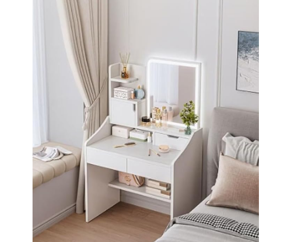 Makeup Vanity Table Dressing Table Flip Mirror With Drawers-GCC Home Center