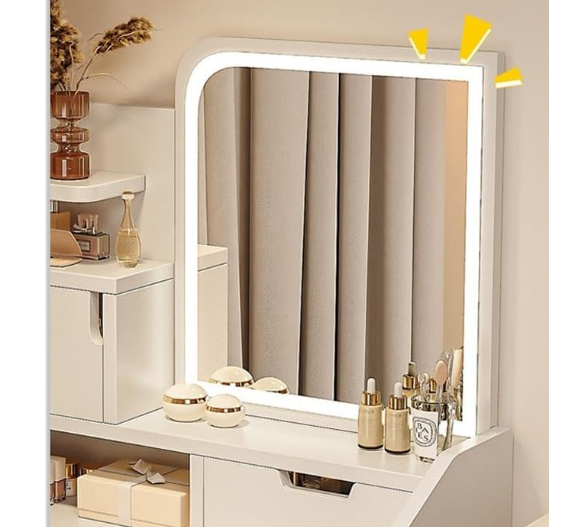 Makeup Vanity Table Dressing Table Flip Mirror With Drawers-GCC Home Center