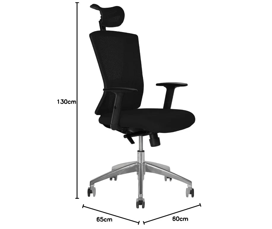 Office Executive Office High Back Chair | Mesh Back Rest | Aluminum Base with PU Arm Rest-GCC Home Center