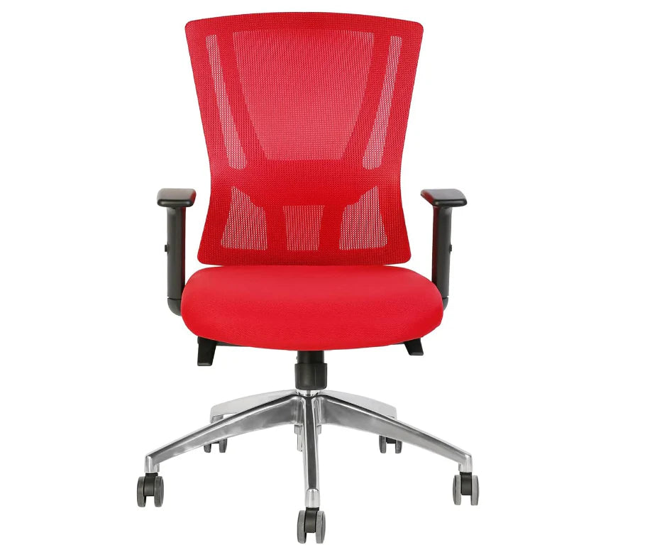 Office Executive Office Medium Back Chair, Mesh Back Rest, Aluminum Base with PU Arm Rest-GCC Home Center
