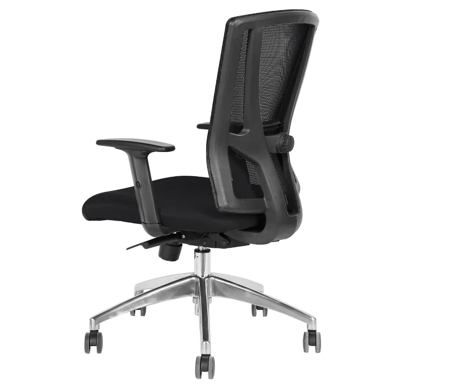 Office Executive Office Medium Back Chair, Mesh Back Rest, Aluminum Base with PU Arm Rest-GCC Home Center