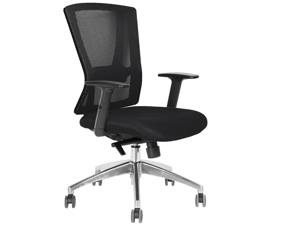 Office Executive Office Medium Back Chair, Mesh Back Rest, Aluminum Base with PU Arm Rest-GCC Home Center