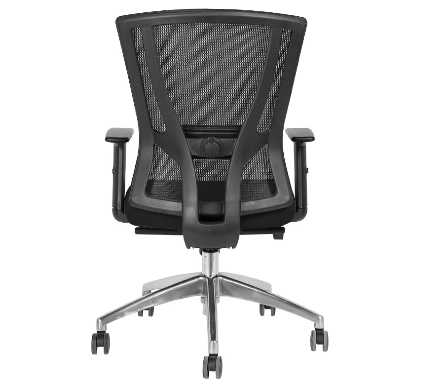 Office Executive Office Medium Back Chair, Mesh Back Rest, Aluminum Base with PU Arm Rest-GCC Home Center
