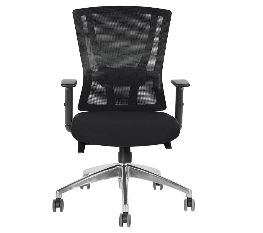 Office Executive Office Medium Back Chair, Mesh Back Rest, Aluminum Base with PU Arm Rest-GCC Home Center