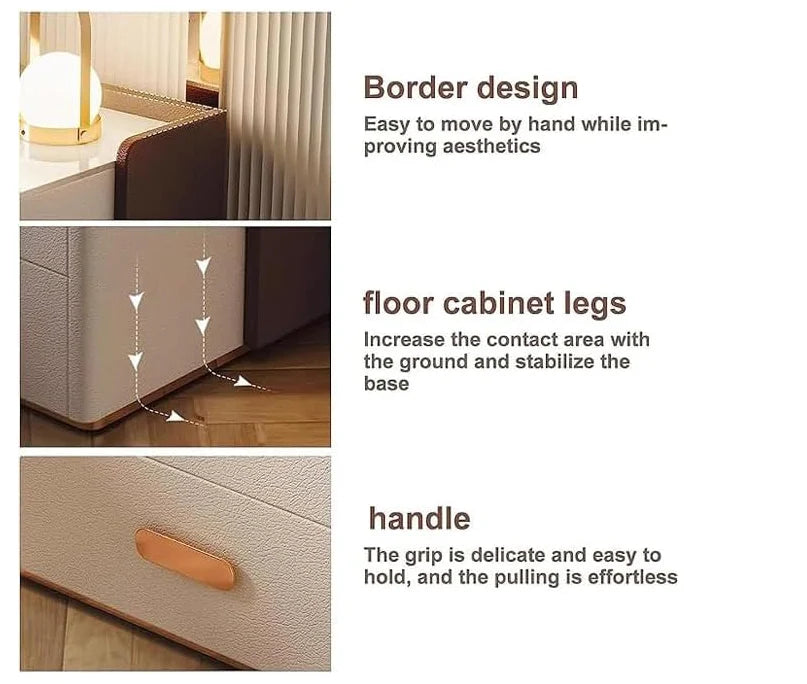 Smart Bedside Cabinet with LED Mirror, Wireless Charging & BT Speaker-GCC Home Center