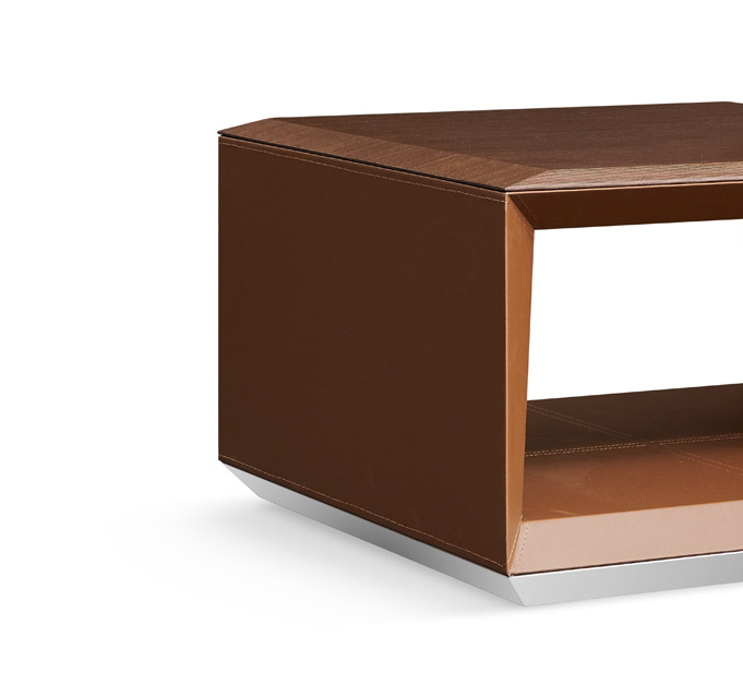 Luxury Office Coffee Table With Leather Finish - Light Brown-GCC Home Center