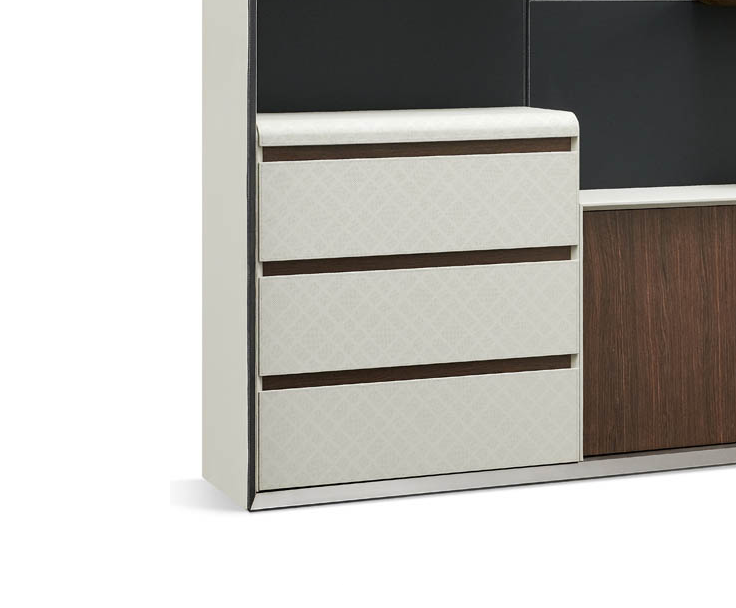 Luxury Office Cabinet With 2-Shelves, 3-Door Cabinet And Three Door Drawers - White and Brown-GCC Home Center