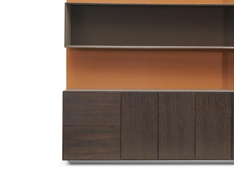 Executive Office Cabinet With Luxury Leather Finish - Rich Brown Finish-GCC Home Center