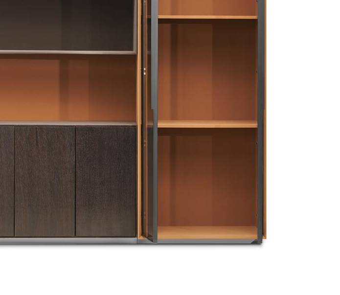 Executive Office Cabinet With Luxury Leather Finish - Rich Brown Finish-GCC Home Center