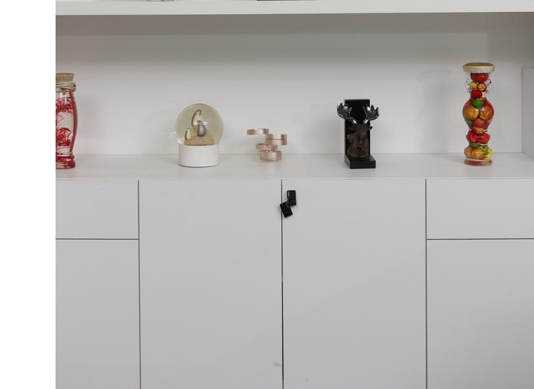 Elegant Office Cabinet With 2-Shelves, 4-Door Cupboard And 2-Upper Cupboards - Matt White-GCC Home Center