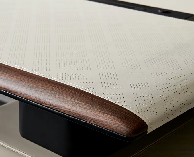 Modern Luxury Executive Office Table With Titanium Legs - White & Brown-GCC Home Center