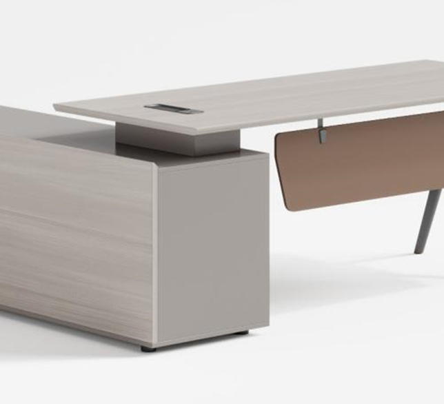 Modern Executive Office Table, Office Desk With Metal Frames And Legs - Matt White-GCC Home Center