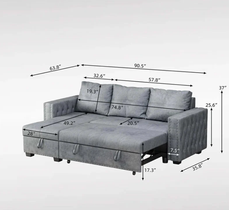 Luxury L-Shaped Sectional Sofa with Convertible Chaise-GCC Home Center