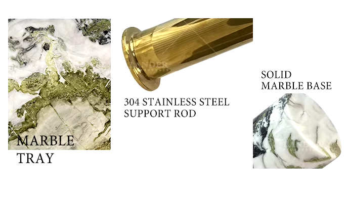 Luxury Modern Coffee Table With Natural Marble, Side Tables For Living Room - Cloudy-GCC Home Center