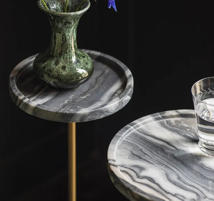 Luxury Modern Coffee Table With Natural Marble, Side Tables For Living Room - Cloudy-GCC Home Center