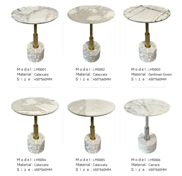 Luxury Modern Coffee Table With Natural Marble, Side Tables For Living Room - Cloudy-GCC Home Center