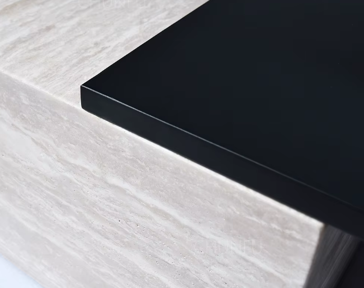 Nordic Modern Living Room Furniture - Removable Storage Travertine Marble Coffee Table with Iron Base-GCC Home Center