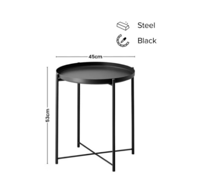 Round Folding Tray Table with Electrostatic Plated Metal Stand-GCC Home Center
