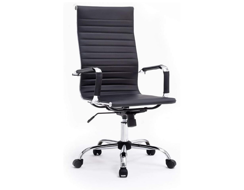 Ergonomic Office Chair with Height Adjustable Seat, PU Chrome High-Back-GCC Home Center