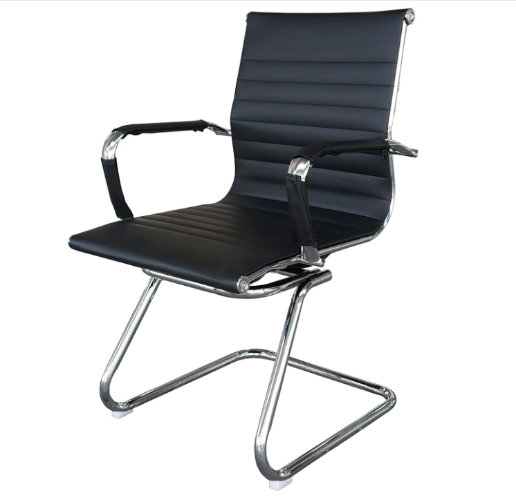 Visitors Office Chair, Waiting Room & Reception PU Chair - Black-GCC Home Center