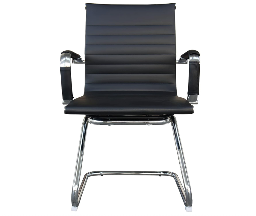 Visitors Office Chair, Waiting Room & Reception PU Chair - Black-GCC Home Center